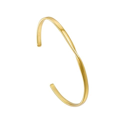 Be & Cheery Gold Bangle Bracelet for Women, 14k Gold Plated Adjustable Bracelet, Trendy Stackable Open Bracelet Bangle, Hypoallergenic Fashion Jewelry for Women, Chunky Dainty Bangle Cuff for Gifts (Twisted, 1) - Image 1
