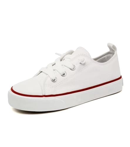 Toddler Little Kid Cushioned Canvas Shoes Slip On Sneakers Soft and Durable White