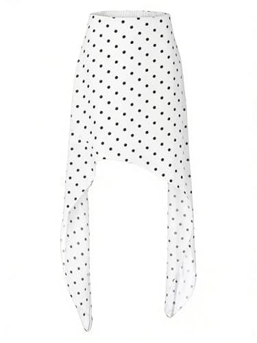 EXLURA Women Summer Boho Skirts Polka Dot Asymmetrical Midi Skirt Y2K Elastic Waist Flowy Skirts Beach Vacation Cover Ups White - Image 1