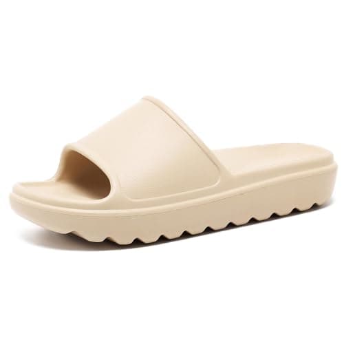 GETOEU Cloud Slides for Women and Men Pillow Slides Slip-Resistant Shower Shoes Recovery Slide Sandals Cushioned Thick Pillow Slippers Comfort Indoor and Outdoor Slide,Beige - Image 1