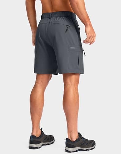 Pudolla Men's Hiking Cargo Shorts Lightweight 7" Travel Casual Shorts for Men Golf Work Outdoor with 5 Zipper Pockets(Deep Grey 3X-Large) - Thumbnail 2