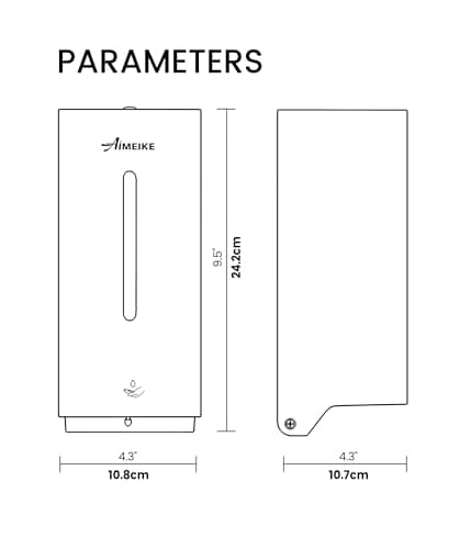 AIMEIKE Automatic Touchless Wall Mounted Soap Dispenser 800 ml / 27 oz Stainless Steel Commercial Dispenser for Bathroom, Office & Public Restrooms - Thumbnail 3