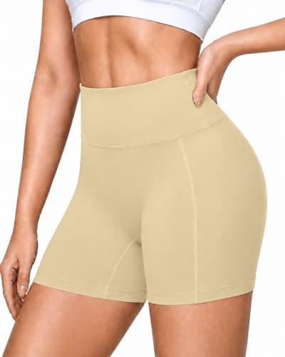 Roadbox 5" High Waisted Women's Biker Shorts, Tummy Control Compression Booty Spandex Shorts for Volleyball Workout Gym Yoga Running(2XL) Nude - Image 1