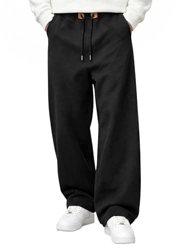JMIERR Men's Athletic Joggers Wide Leg Baggy Sweatpants Fleece Lined Lounge Pants with Zipper Pockets for Sports, 2XL, Black - Image 1