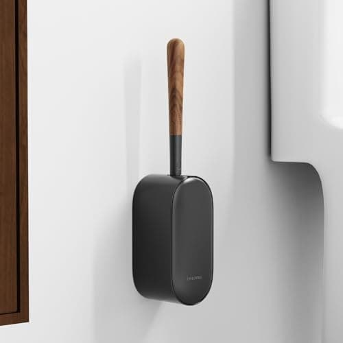 Toilet Cleaner Brush, Diveotree Toilet Brush and Holder for Dead Corner Cleaning, Wall Mounted Toilet Bowl Brush for Bathroom Decor, Toilet Scrubber Brush for Home/Hotel (Black, Round-1pack) - Thumbnail 2