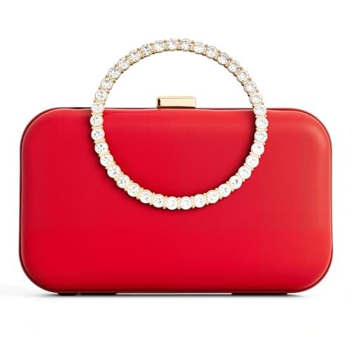 Sparkly Red Dressy Clutch for Women Evening, Beaded Cocktail Purse with O-Necklace Strap, Bridal Guest Gift - Image 1