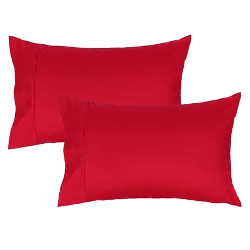 Lirex King Size Pillow Cases Set of 2, 100% Cotton Sateen, Breathable, Cooling, Soft for Quality Sleep, Pillow Covers with Envelope Closure, 20" x 36", Red - Image 1