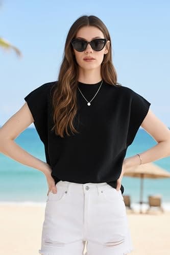 Orolay Sweater Vest Women Cap Sleeve Crew Neck Knit Pullover Tank Tops - Thumbnail 5