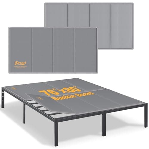 Drwwi Bunkie Board King 10mm(76” x 80”), Anti-Sag, Non-Slip Base & Noise-Free,Folding Mattress Support Board for Metal Bed Frame，Grey