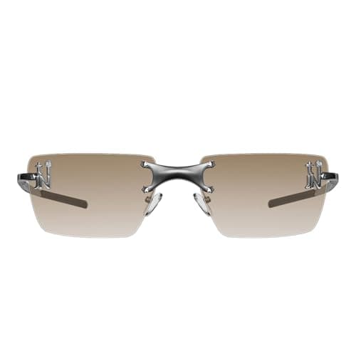 TIJN Rimless Blue Light Glasses for Women Men, Retro Y2K Rectangle Tinted Lens Glasses, Screen Fatigue & UV Protection - Image 1