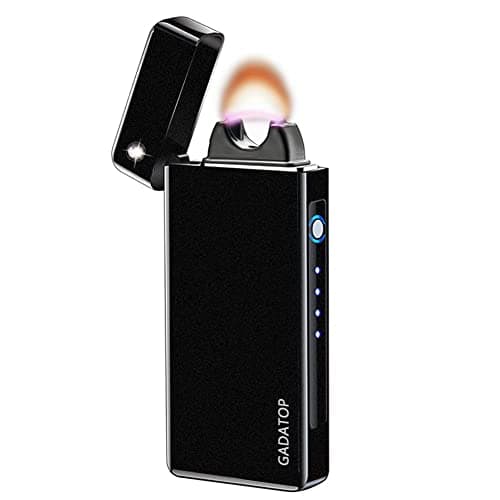 GADATOP Arc Plasma Flame Lighter USB Rechargeable Windproof Electric Lighter for Candle(Matte Black)