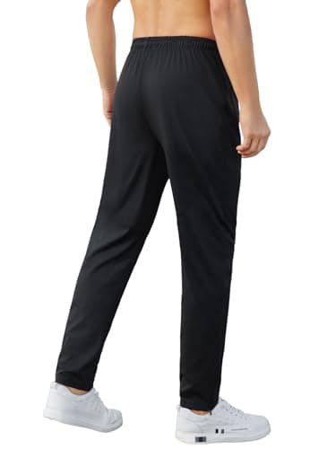 Auxo Men Joggers Pants Workout Running Jogger Track Pants Slim Fit Gym Jogger Pants with Zipper Pockets Black L - Thumbnail 2