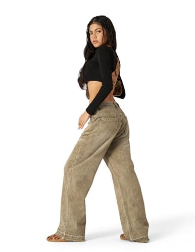 Aelfric Eden Barrel Jeans Retro Loose Jean Pant Casual Wide Leg Baggy Denim Pants Streetwear Brown 30 - Thumbnail 5