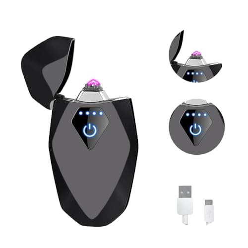 RSBYE Plasma Lighter Windproof Dual Arc Lighter USB Rechargeable Electric Lighters with LED Battery Indicator Mini Pocket Lighters for Candle（Business Black） - Image 1