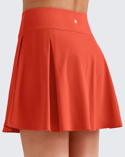 G4Free Tennis Skorts with Pockets Tummy Control High Waist Golf Skirts Stretchy Workout Athletic Skort Inner Shorts(Rust Orange,XL) - Thumbnail 5