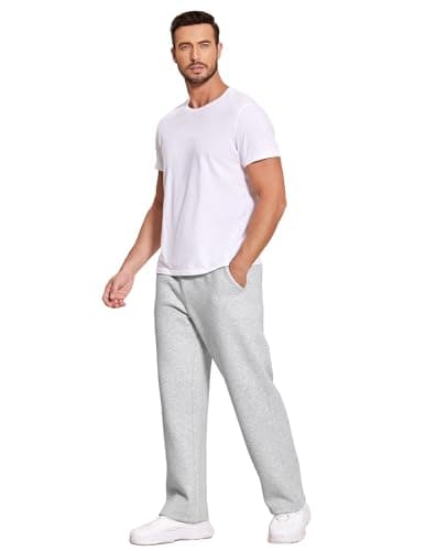 Deyeek Men's Sweat Pants Baggy Sweats Cotton Fleece Pants Men Winter Sherpa Sweatpants with Pockets 3XL Grey Sweatpants Men - Thumbnail 6