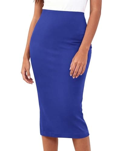 BTFBM Women's Pencil Skirt 2026 Spring Below Knee Bodycon Stretch High Waist Midi Skirts for Business Casual Office Work(Royal Blue, Medium) - Thumbnail 5