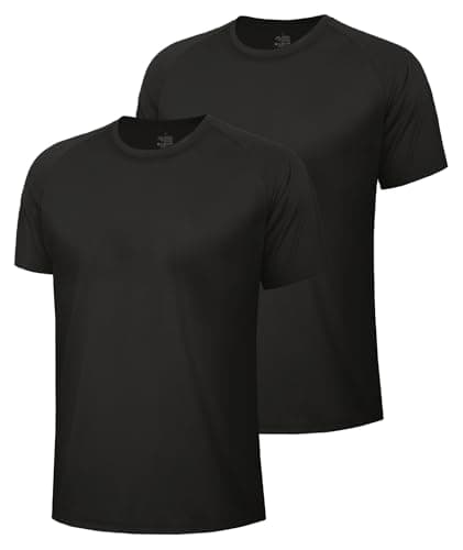 BOOJO Workout Mens Shirts - Casual 2 Pack Black Quick Dry Moisture Wicking T-Shirts Crew Neck Short Sleeve for Gym Athletic Running - Image 1