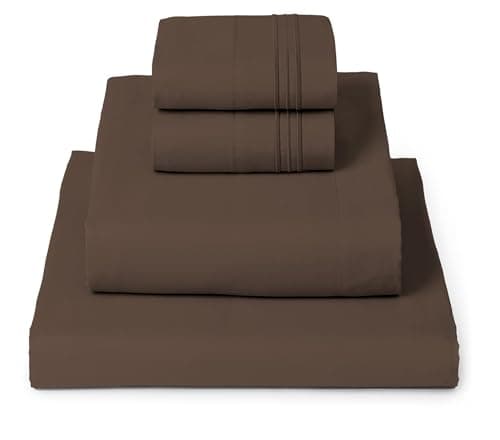 Mellanni Twin XL Sheet Set - 4-Piece Iconic Collection Bedding, (Including 2 Pillowcases), 16-Inch Deep Pocket, Easy Care, Extra Soft, Cooling Sheets, Brushed Microfiber - Brown - Image 1