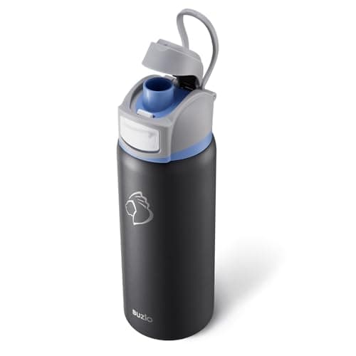 BUZIO 32 oz Water Bottle with Leakproof Locking Lid & Carry Loop, Dishwasher Safe, Triple Wall Vacuum Insulated Metal Water Bottle Chug Lid Thermos for Holiday Keep Cold 48H, 32oz, Dark Gray - Image 1