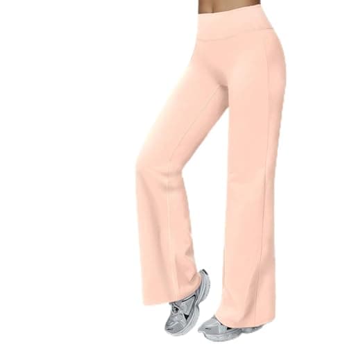 KAIFUYING Fleece Lined Pants for Women Fleece Lined Sweatpants with Pockets Winter Thermal Wide Leg Yoga Pants for Women High Waist Slimming Pink-L - Image 1