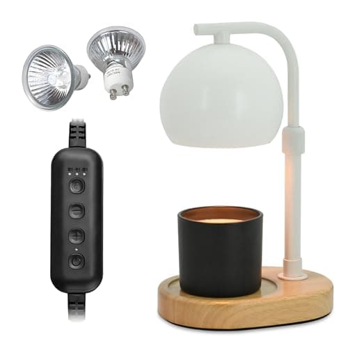 Candle Warmer Lamp Timer - Birthday Gifts for Women Mom, Mothers Day Gifts, House Warming Gifts New Home Decor Modern Farmhouse Decor with 2 Bulbs Wax Melt Compatible All Jar Candles White - Thumbnail 4