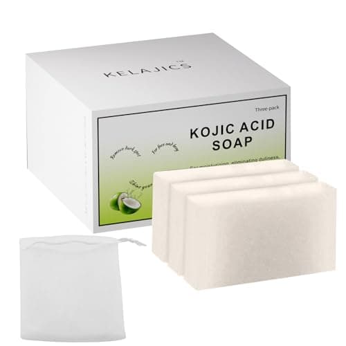 KELAJICS Kojic Acid Soap Bars with Retinol, Collagen, Vitamin C, Fresh Coconut Scent for Face and Body, Moisturizes, Smooth and Evenly Radiant (3 Pack) - Image 1