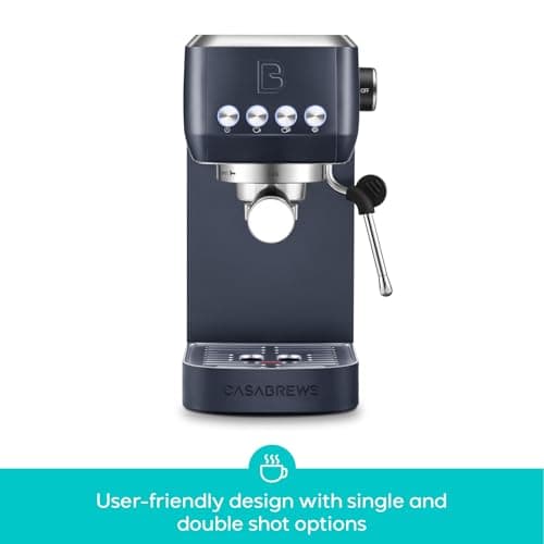 CASABREWS 3700 Essential Espresso Machine 20 Bar, Stainless Steel Coffee Maker with Steam Frother, Cappuccino & Latte Machine, 43.9oz Water Tank, Sapphire Blue - Thumbnail 2