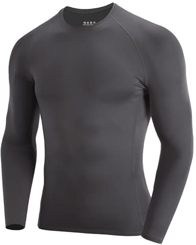 RIKUAOU Men's Long Sleeve Compression Shirt, Quick Dry Athletic Base Layer Top, Skins Fit Football Running Workout Undershirt
