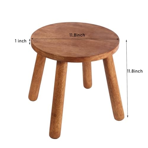 zaowofires Round Solid Wooden Step Stool, Garden Stool,11.8''H,Plant Stool,Wood Legs Detachable for Plant Stand, Kitchen, Bathroom,Bedroom,Livingroom (Walnut, 11.8inch) - Thumbnail 3