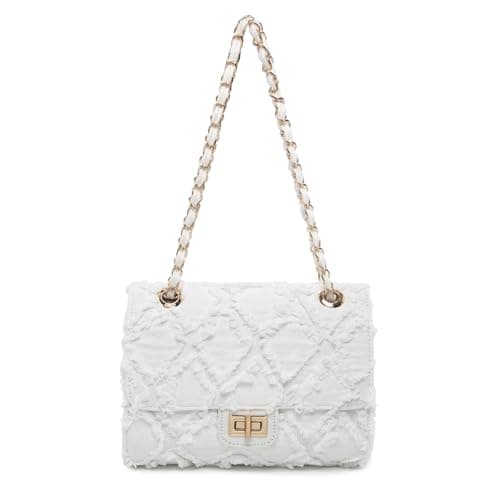 MKP Women Small Shoulder Bags Quilted Crossbody Distressed Jean Denim Purse Evening Bag Clutch Handbag with Chain Strap - Image 1