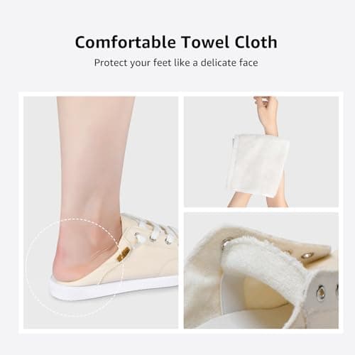 STQ Slip on Sneakers for Women Casual Shoes Canvas Tennis Classic Shoes Machine Washable Beige Size 8.5 - Thumbnail 6