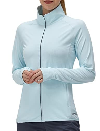 Women's UPF 50+ UV Sun Protection Clothing Long Sleeve Athletic Hiking Shirts Lightweight SPF Zip Up Outdoor Jacket (Blue,M) - Thumbnail 3