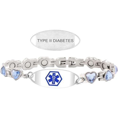 Dynamic QR Code Medical Alert Bracelet for Women, Heart-Shaped Zircon Chain Titanium Steel Jewelry, Editable Medical ID Bracelet, Scan to Update Medical Information Anytime, No Engraving Required (260131-YA5708-Text-TGY) - Thumbnail 5