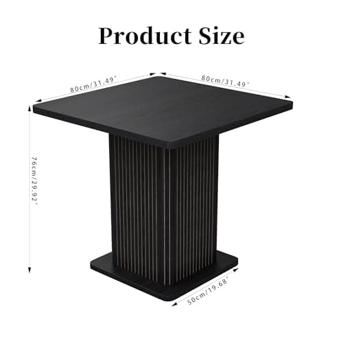 Small Black Dining Table for 2-4, 31.5 Inch Farmhouse Square Kitchen Table with 2-Tier Storage Shelf, Modern Wood Dinner Furniture with Fluted Doors, Dining Room, Living Room, Space Saving - Thumbnail 2