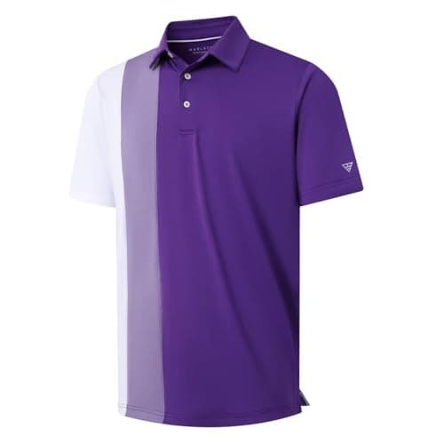 M MAELREG Polo Shirts for Men Short Sleeve Dry Fit Performance Moisture Wicking Casual Collared Men's Golf Shirts Purple - Image 1