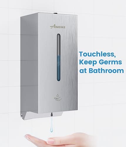 AIMEIKE Automatic Touchless Wall Mounted Soap Dispenser 800 ml / 27 oz Stainless Steel Commercial Dispenser for Bathroom, Office & Public Restrooms - Thumbnail 6
