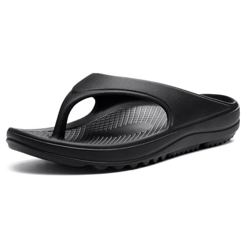 shevalues Orthopedic Sandals for Women Arch Support Recovery Flip Flops Pillow Soft Summer Beach Shoes, Black 45 (14 Women/12.5 Men) - Image 1