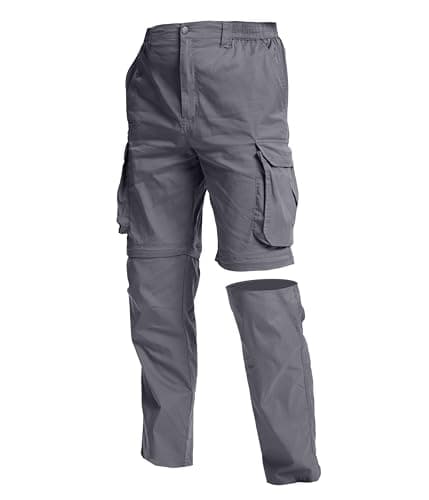NATUVENIX Hiking Pants Men Quick Dry Convertible Fishing Pants for Men Zip Off Lightweight Mens Cargo Pants Outdoor Travel Grey - Image 1