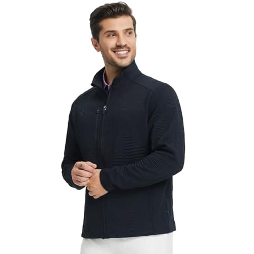 M MAELREG Mens Golf Jackets with Chest Pocket Loose Fit Zip Up Long Sleeve Windproof Warm Sports Golf Winter Jacket - Thumbnail 2