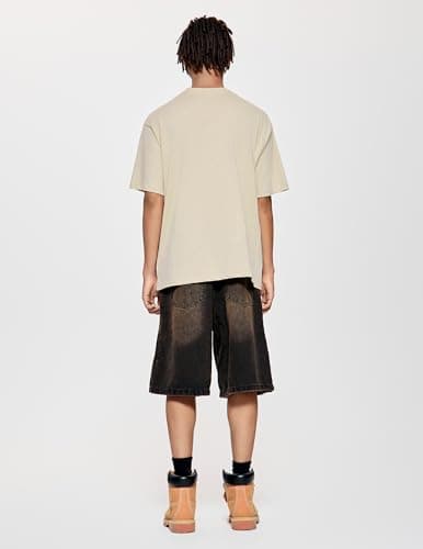 Vamtac Mens Oversized Graffiti Graphic Tees - Y2K Vintage T Shirts for Men Short Sleeve Summer Top Apricot XL - Thumbnail 6