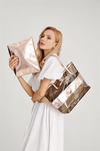 Barabum Classy Waterprof Clear Tote Beach Shoulder Bag for Shopper Work - Thumbnail 3