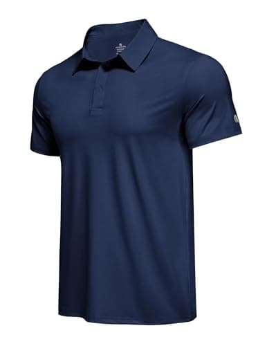 PINSPARK Moisture Wicking Polo Shirts for Men Quick Dry Golf Shirt Workout Tennis Polos Shirt Summer Collared Shirts Big 2XL Navy - Image 1