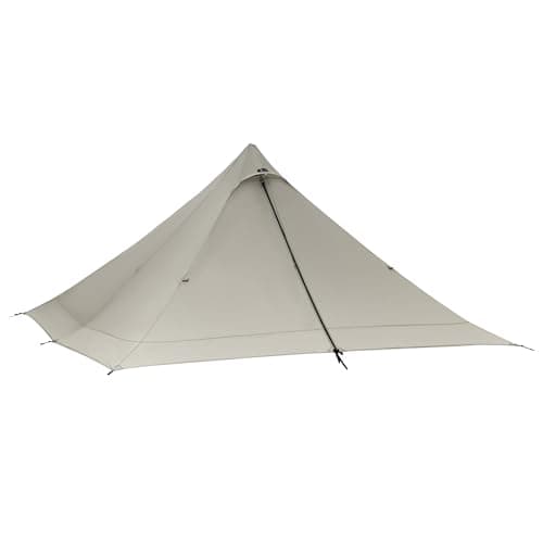 Thous Winds Camping Tent, Pyramid 2-Person Lightweight Tent with Rainfly and Carry Bag for Camping, Trekking, Backpacking, Hiking, Grey - Thumbnail 3