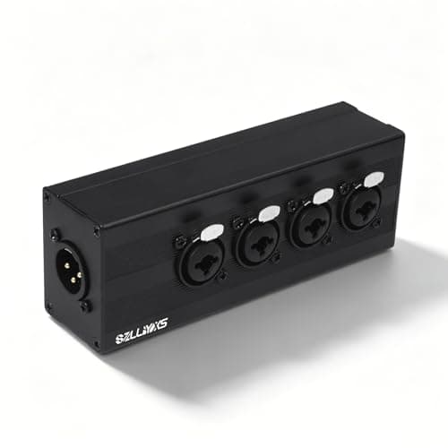 SZLliyxs 3 Pin XLR 1 Male to 4 Female Splitter,4 Way 1/4 TRS& XLR Input to one-Output Parallel Connection Adapter,Four 6.35mm Microphone inputs Converted to one Output