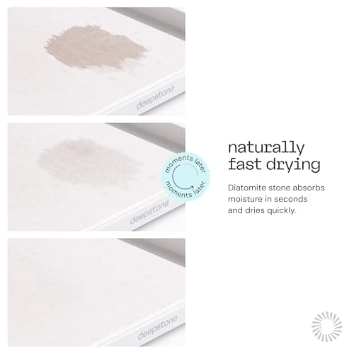 Deepstone 3-Layer Stone Dish Drying Mat for Kitchen Counter - Diatomaceous Earth Quick Dry Mat with Removable Plastic Topper and Non-Slip Base Pad, 16 x 9 in (White) - Thumbnail 3