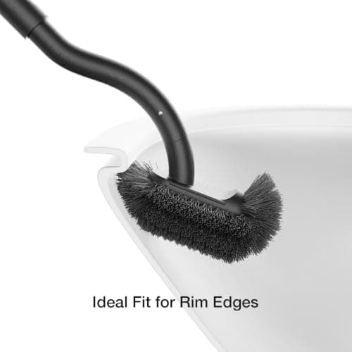 Wooden Toilet Bowl Brush, Diveotree Toilet Brush and Holder for Dead Corner Cleaning Wall Mounted Toilet Cleaner Brush for Bathroom Decor, Toilet Scrubber Brush for RV Bathroom (Black) - Thumbnail 3
