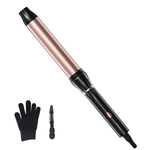 Hahahope 1 1/4 Inch Curling Wand for Bouncy Beach Waves, Extra Long Ceramic Barrel Curling Iron for Long Hair, Global Voltage with 2 Temperature Settings