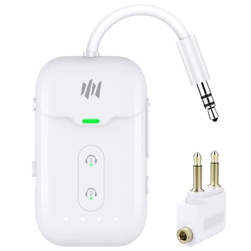 Premium Airplane Bluetooth 5.4 Transmitter Adapter, for 2 AirPods/Headphones,2 in 1 Transmitter Receiver with aptX Low Latency,Wireless Adapter for Flight,TV,Gym,Tablets Car Stereo
