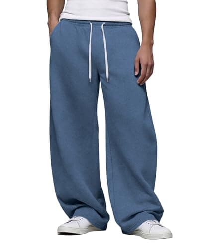 Susclude Baggy Sweatpants Men Wide Leg Elastic Waist Lounge Loose Fit Oversize Y2k Lightweight Track Gym Pants Joggers Blue - Image 1